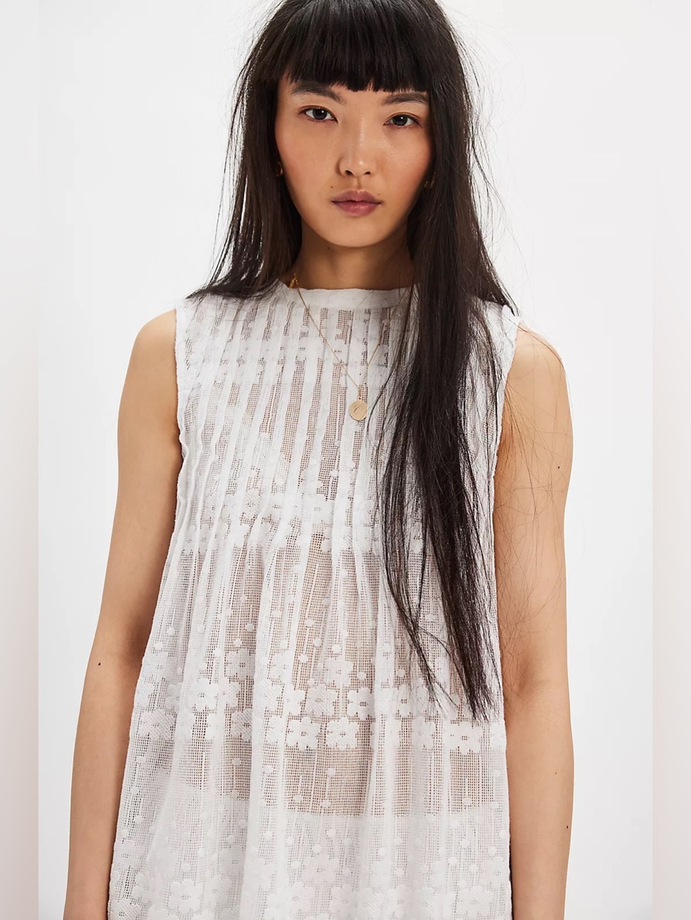 NWT FREE PEOPLE Moon Magic Mesh Tunic | Clean Ivory MSRP $98 Size M